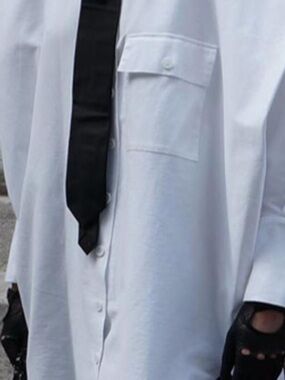 White Women’s Button-Up Shirt with Pocket